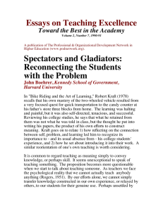 Essays on Teaching Excellence Spectators and Gladiators