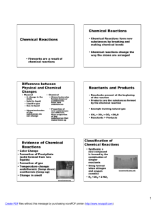 Chemical Reactions Chemical Reactions Reactants and Products