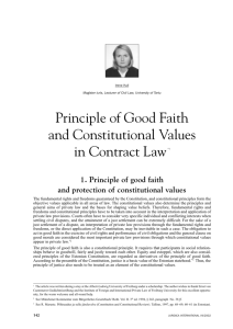 Principle of Good Faith and Constitutional Values in Contract Law*1