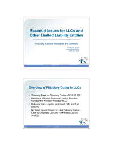 Essential Issues for LLCs and Other Limited Liabilit Entities Other