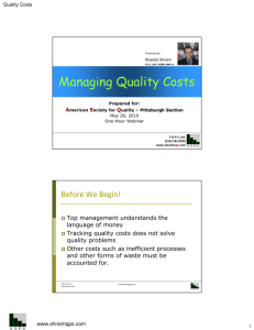 Managing Quality Costs