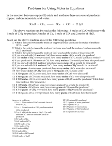 Problems Using Moles in Equations sheet