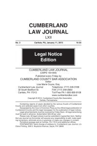 cumberland law journal - Cumberland County Bar Association