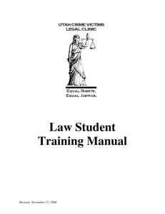 Law Student Training Manual - Utah Crime Victims Legal Clinic