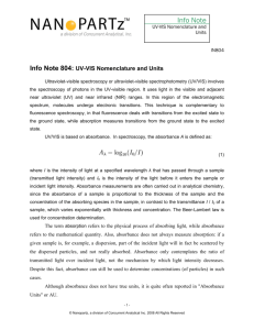 Info Note 804: UV-VIS Nomenclature and Units