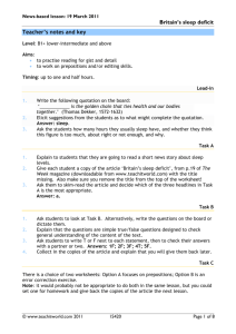 Britain's sleep deficit Teacher's notes and key