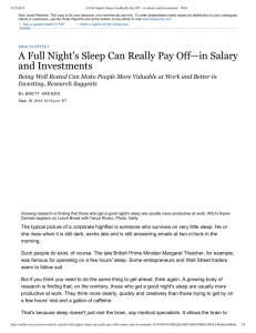 A Full Night's Sleep Can Really Pay Off—in Salary and Investments