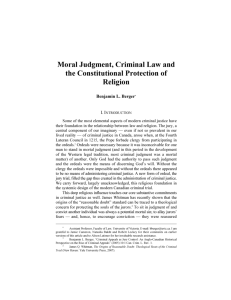 Moral Judgment, Criminal Law and the Constitutional Protection of