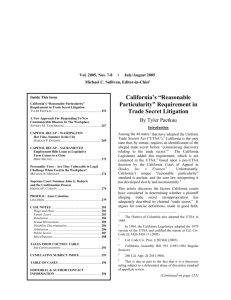 California's “Reasonable Particularity” Requirement in Trade Secret