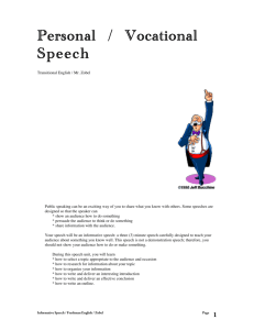 Personal / Vocational Speech