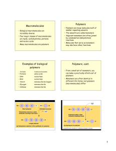 Macromolecules Polymers Examples of biological polymers