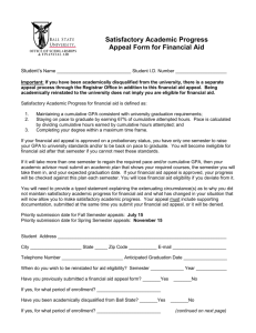 Satisfactory Academic Progress Appeal Form for Financial Aid