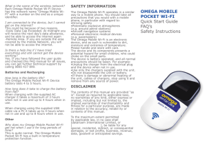 OMEGA MOBILE POCKET WI-FI Quick Start Guide FAQ's Safety