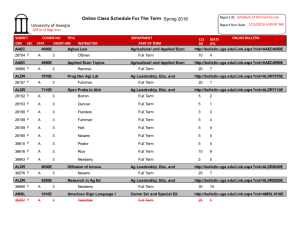 University of Georgia Spring 2016 Online Class Schedule For The