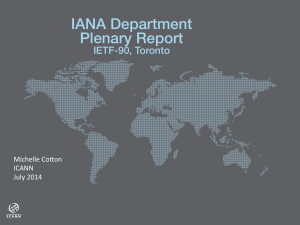 IANA Department Plenary Report