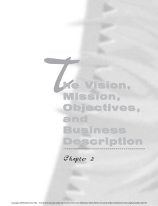 The Vision, Mission, Objectives, and Business