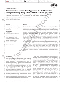 Response of an Impact Test Apparatus for Fall Protective Headgear