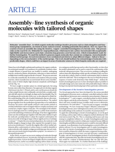 Assembly-line synthesis of organic molecules with tailored shapes