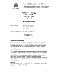 Political Sociology SOC 2312A Course Outline