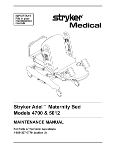 Stryker Adelt Maternity Bed Models 4700 & 5012