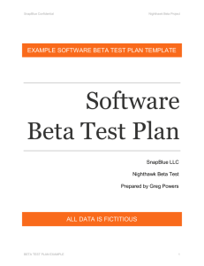 Software Beta Test Plan