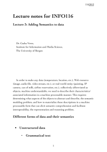 Lecture notes for INFO116 Lecture 3: Adding Semantics to data