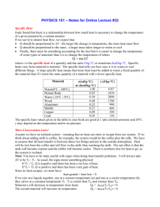 PHYSICS 151 – Notes for Online Lecture #32 Q mc T = ∆