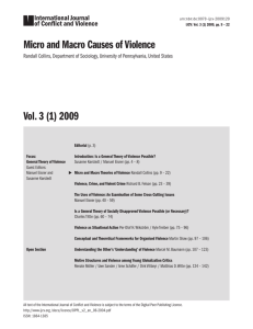 Micro and Macro Causes of Violence Vol. 3 (1) 2009