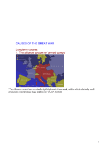 CAUSES OF THE GREAT WAR Longterm causes: 1. The alliance