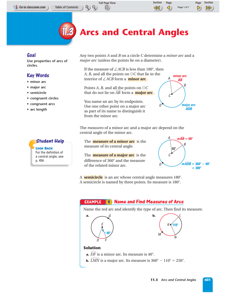 homework 2 central angles & arc measures
