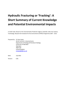 Hydraulic Fracturing ('Fracking'): A Short Summary
