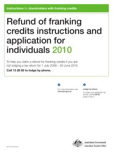 Refund of franking credits instructions and application for individuals