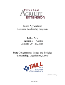 TALL XIV Austin Agenda - Texas Agricultural Lifetime Leadership