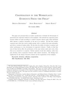 Cooperation in the Workplace - The University of Chicago Booth