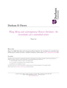 Wang Meng and Contemporary Chinese Literature - Durham e