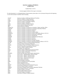 American Academy of Pediatrics ACRONYMS