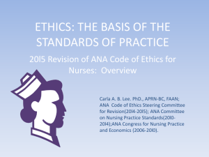 Ethics: The Basis of Standards of Practice, Carla Lee, PhD, APRN