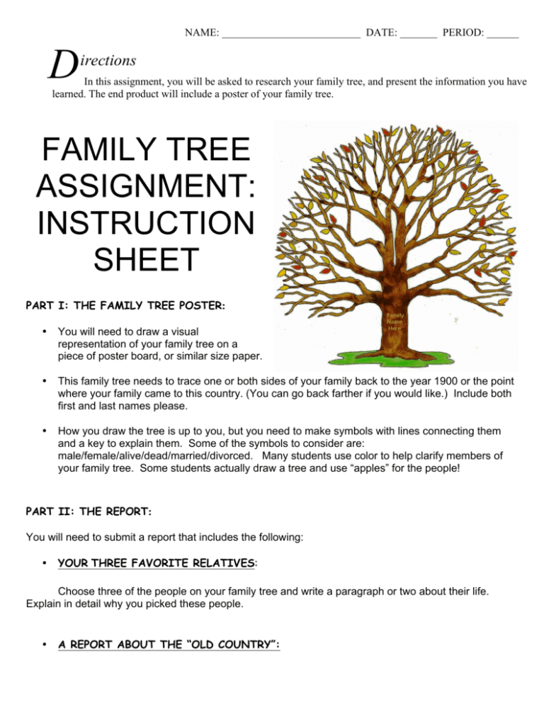 family tree essay template