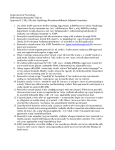 Department of Psychology SONA System Researcher Policies