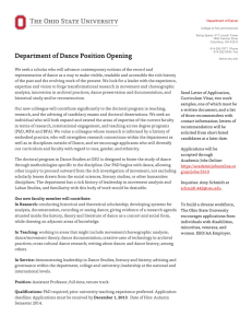 Department of Dance Position Opening