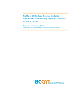 Profile of BC College Transfer Students Admitted to the