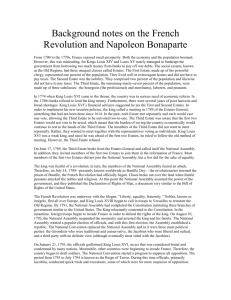 Background notes on the French Revolution and Napoleon Bonaparte