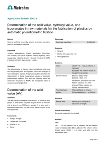 Determination of the acid value, hydroxyl value, and