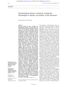 Psychological impact of genetic testing for Huntington's disease: an