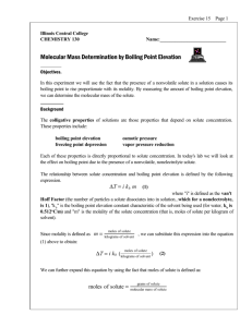 Molecular Mass Determination by Boiling Point Elevation