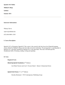 Spanish 1412 Online Midland College Syllabus Summer 2011