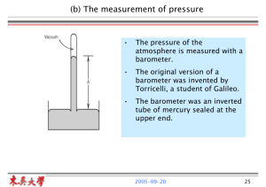 (b) The measurement of pressure
