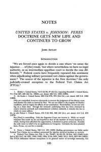 United States v. Johnson: Feres Doctrine Gets New Life And