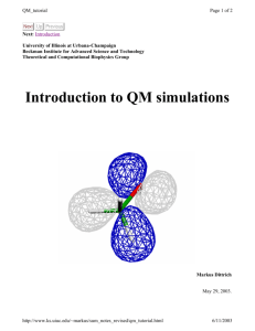 Introduction to QM simulations