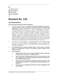 Standard No. 130 - Chartered Business Valuators